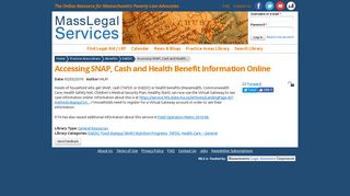 Accessing SNAP, Cash and Health Benefit Information Online | Mass ...