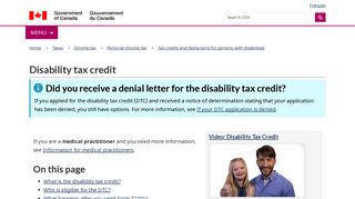 Disability tax credit - Canada.ca