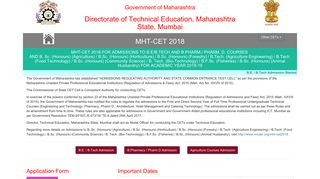 MHT-CET 2018 - DTE, Mumbai