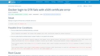 Docker - Docker login to DTR fails with x509 certificate error
