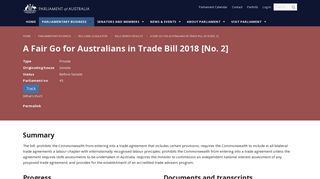 A Fair Go for Australians in Trade Bill 2018 [No. 2] – Parliament of ...