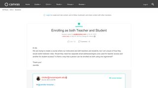Enrolling as both Teacher and Student | Canvas LMS Community