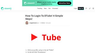 How To Login To DTube! 4 Simple Steps! — Steemit