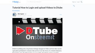 Tutorial How to Login and upload Videos to Dtube - Busy.org