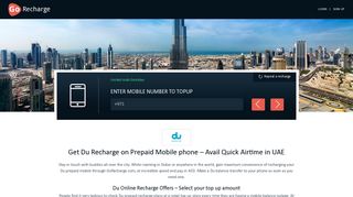 Du Recharge | Du payment|Du Top Up to UAE at GoRecharge.com