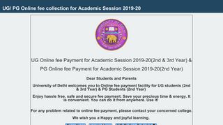 UG/ PG Online fee collection for Academic Session 2019-20 - SOL