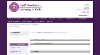PG Admissions - University of Delhi - DU