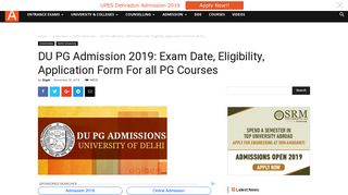 DU PG Admission 2019: Exam Date, Eligibility, Application Form For ...