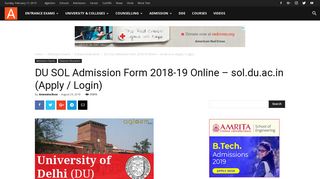 DU SOL Admission Form 2018-19 Online – sol.du.ac.in (Apply / Login ...