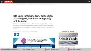 DU Undergraduate SOL admission 2018 begins, see how to apply ...