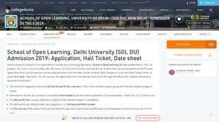SOL DU Admission 2019: Last Dates, Application Form, Hall Ticket