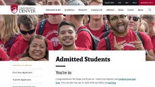 Admitted Students | University of Denver