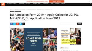 Delhi University 2018 Admission Form (Application Form) – Apply Online