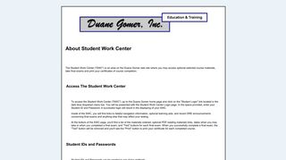 About Student Work Center | Duane Gomer Seminars
