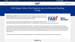 FAB brings Dubai First business into its Personal Banking Group