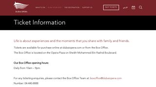Dubai Opera Ticket Information - Dubai Opera