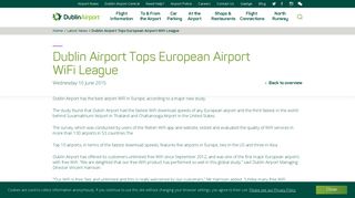 Dublin Airport Tops European Airport WiFi League