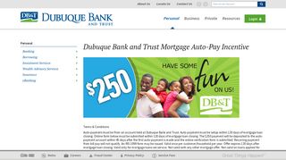 Dubuque Bank and Trust Mortgage Auto-Pay Incentive