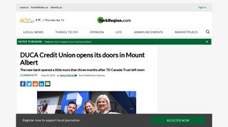 DUCA Credit Union opens its doors in Mount Albert | YorkRegion.com