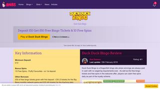 Duck Duck Bingo Review | £50 Free Bingo Tickets & 10 Free Spins