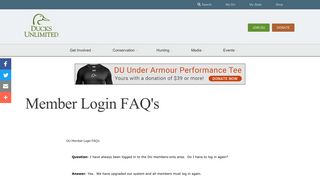 Member Login FAQ's - Ducks Unlimited