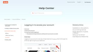 Logging in to access your account – Duda Support