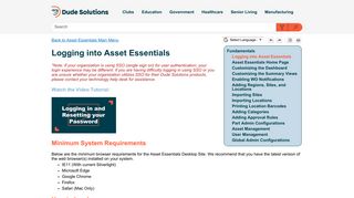 Logging into Asset Essentials - Dude Solutions' Online Help