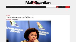 Myeni spins excuses to Parliament | News | National ... - Mail & Guardian