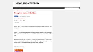 NEWS FROM WORLD: Money Can manner in DuitBux