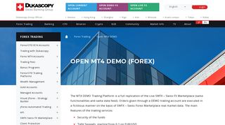 Open MT4 DEMO (Forex) :: Dukascopy Bank SA | Swiss Forex Bank ...