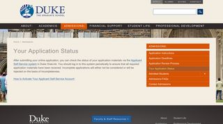 Your Application Status | Duke Graduate School