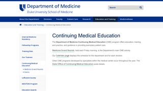 Continuing Medical Education (CME) at the Duke Department of ...
