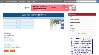Duke Federal Credit Union - Durham, NC - Credit Unions Online