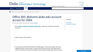 Office 365: @alumni.duke.edu account access for OWA - Duke OIT