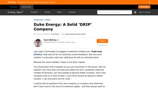 Duke Energy: A Solid 'DRIP' Company - Duke Energy Corporation ...