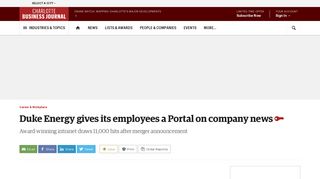 Duke Energy gives its employees a Portal on company news ...