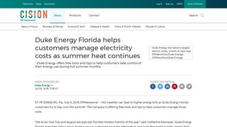 Duke Energy Florida helps customers manage electricity costs as ...