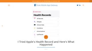 I Tried Apple's Health Record and Here's What Happened — Duke ...