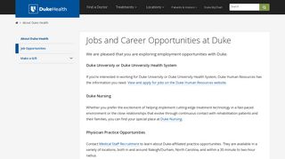 Jobs and Career Opportunities at Duke | Duke Health