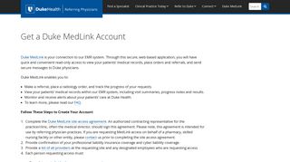 Get a Duke MedLink Account | Duke Health Referring Physicians