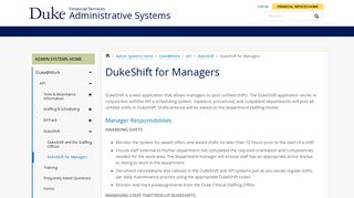 Duke Financial Services - Administrative Systems - DukeShift for ...