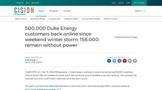 500,000 Duke Energy customers back online since weekend winter ...