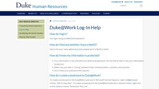 Log-In Help | Human Resources - Duke Human Resources