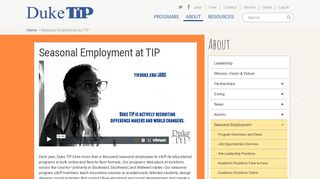 Seasonal Employment at TIP | Duke TIP