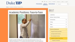 Academic Positions: Face-to-Face | Duke TIP