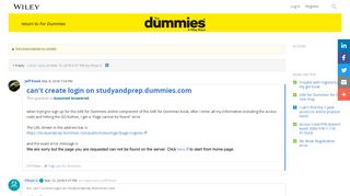 can't create login on studyandprep.dummies.com | Wiley