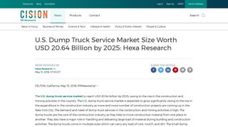 U.S. Dump Truck Service Market Size Worth USD 20.64 Billion by ...