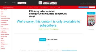 Efficiency drive includes underground articulated dump truck range