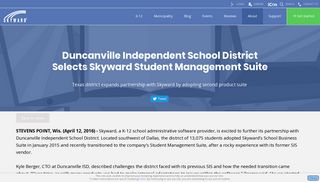 Duncanville Independent School District Selects Skyward Student ...