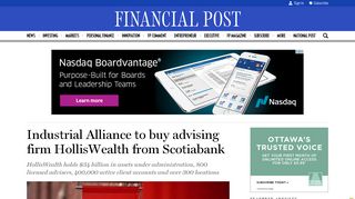 Industrial Alliance to buy advising firm HollisWealth from Scotiabank ...